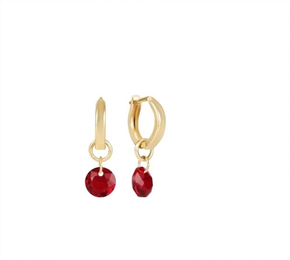 NEW ENEWTON women's huggie reflection small charm hoop earrings in red